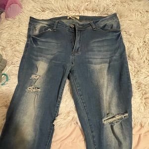 Faded High Waisted Distressed Jeans